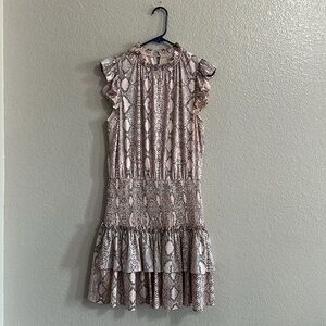 TCEC Pink Snake Print Frilly Sleeve Mini Dress Size L